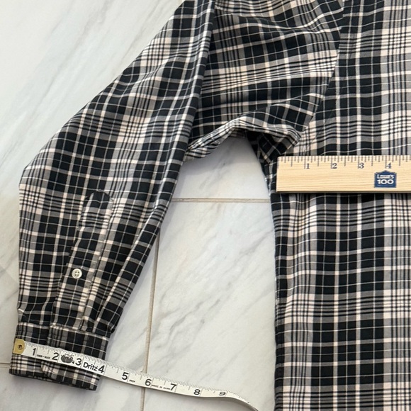 Ralph Lauren Vintage Plaid Long Sleeve Button Down Shirt. Black and Beige Size-M - Picture 16 of 16